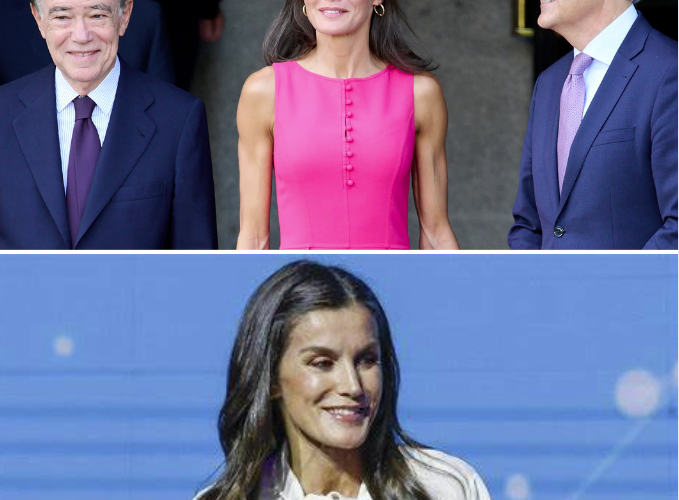 La reina Letizia de España añade un toque de brillo a un vestido camisero en la Ópera